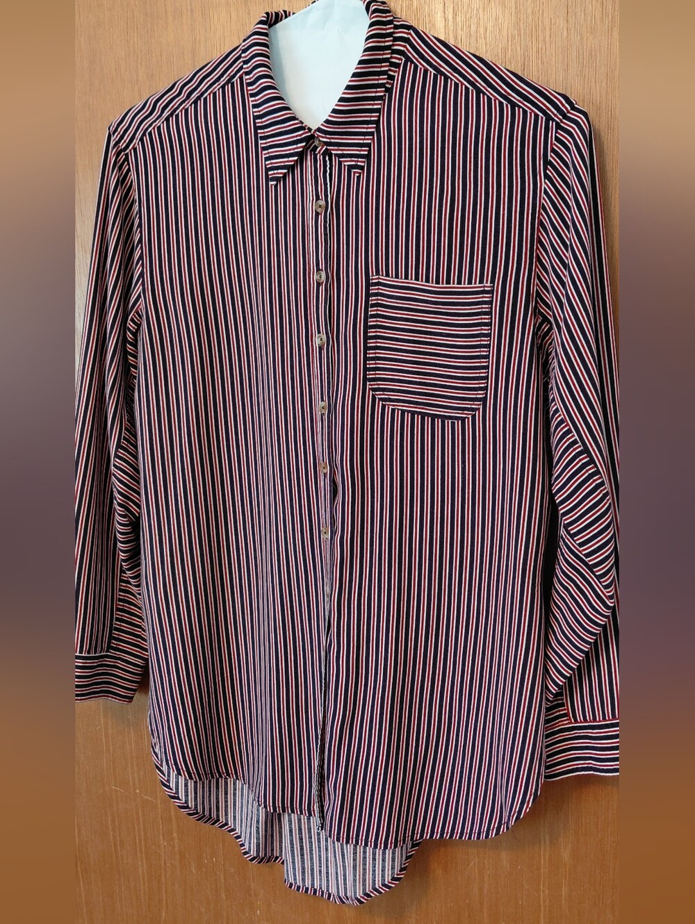 Maeve Striped Button-Down Shirt With Pocket